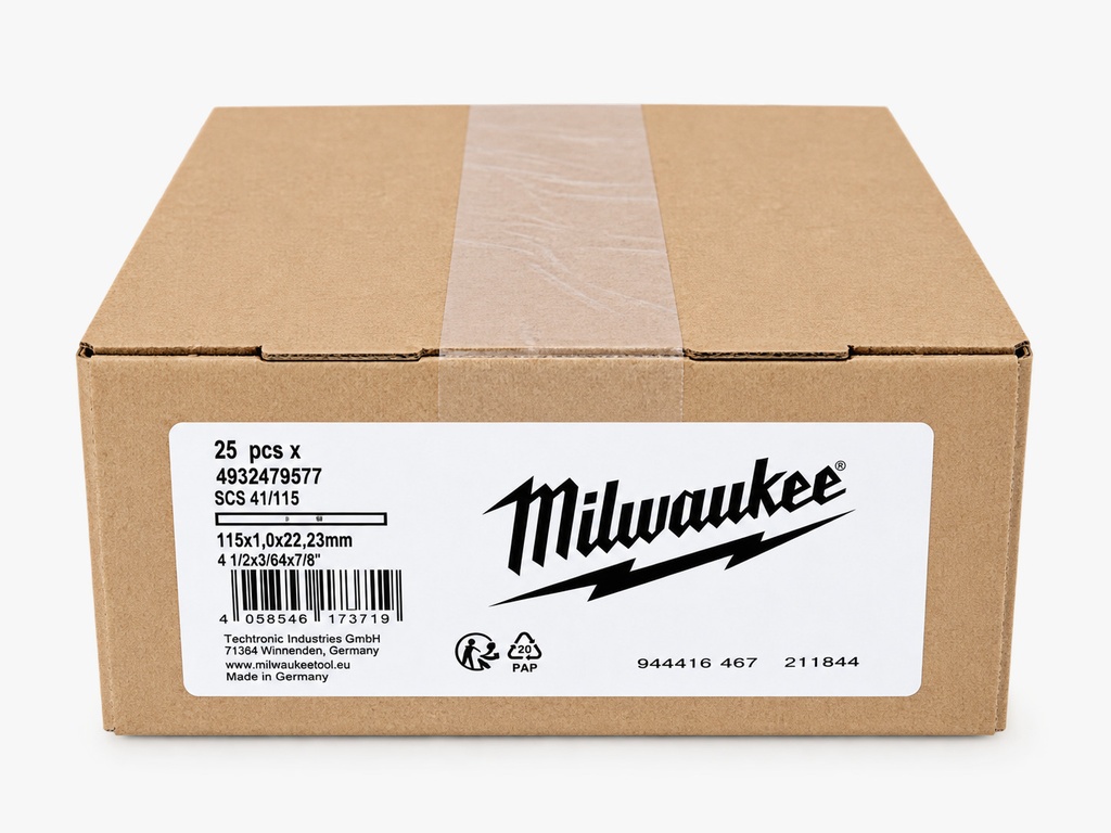 CAJA DE 25 DISCO DE CORTE PARA HIERRO MILWAUKEE  115X1.0 MM