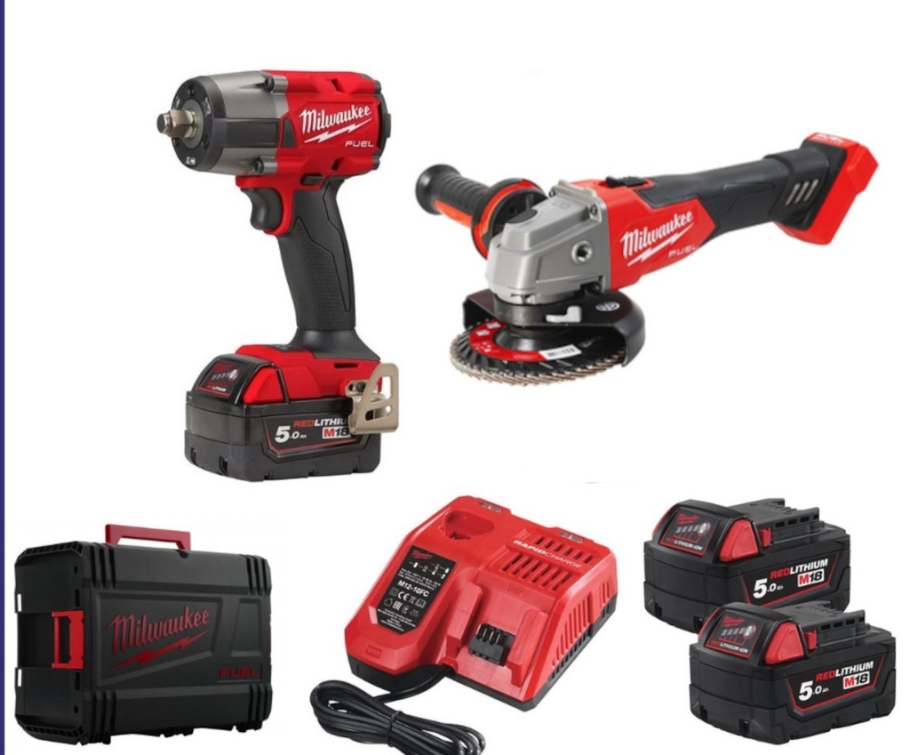 KIT LLAVE IMPACTO 1/2 M18FMTIW2F12+RADIAL M18BLSAG125XPD+2BATERIAS+1CARGADOR