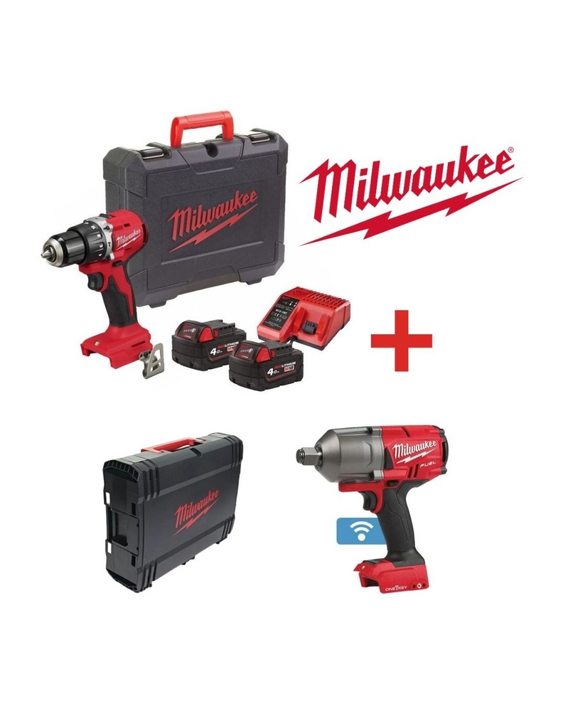 KIT LLAVE IMPACTO 3/4 M18ONEFHIWF34+TALADRO M18FPD3+2BATERIAS+1CARGADOR