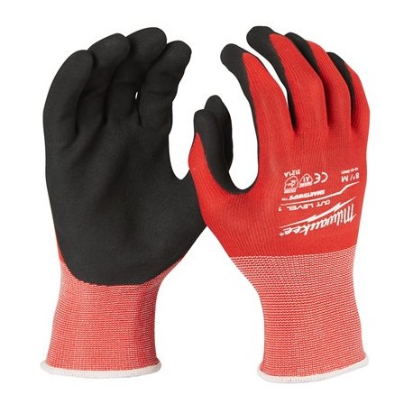 GUANTES ANTICORTE MILWAUKEE ROJO NIVEL A