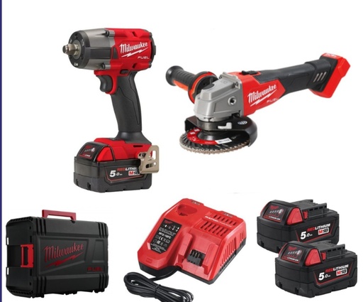 [P0000008] KIT LLAVE IMPACTO 1/2 M18FMTIW2F12+RADIAL M18BLSAG125XPD+2BATERIAS+1CARGADOR